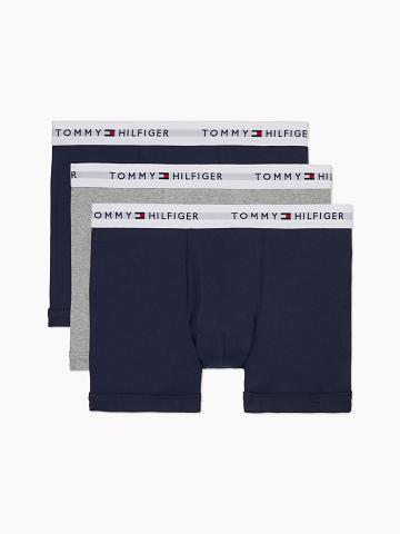 Férfi Tommy Hilfiger Pamut classics trunk 3pk Trunks Sötétkék Szürke | HU 1276AHK